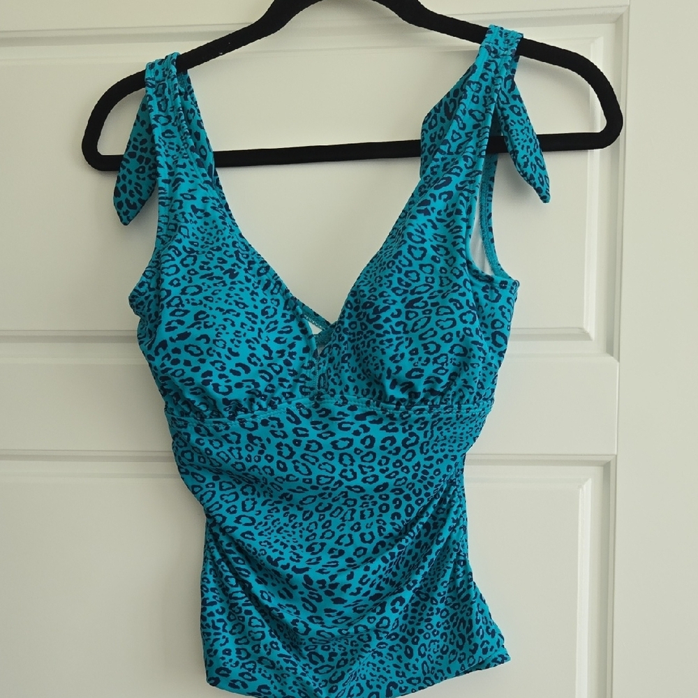 Leopard Print Blue Swim Top